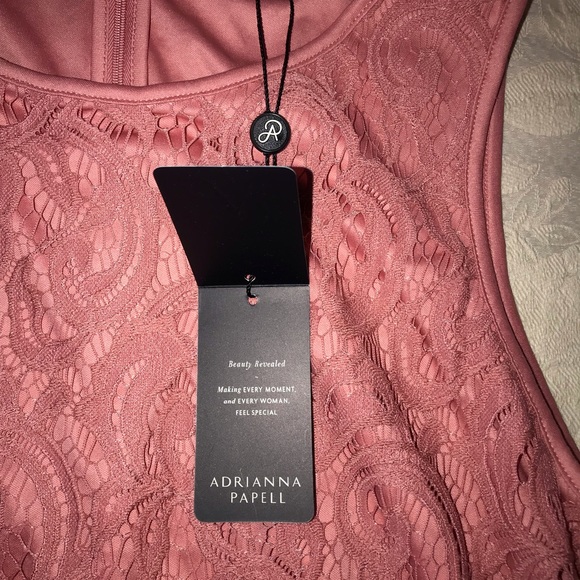 NEW ADRIANNA PAPELL Tank Top Shirt Rose Lace - Picture 2 of 7